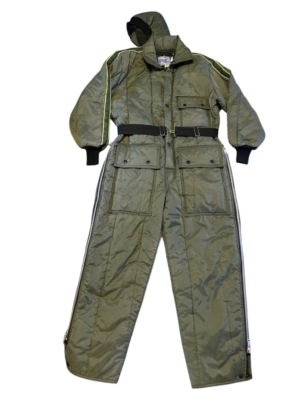 NOS Vintage Chiller Killer Insulated Coveralls Snowsuit WITH Hood & Belt Size M